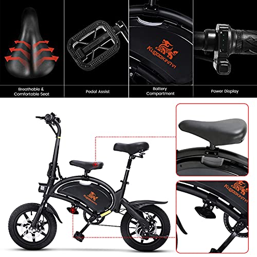 Bicicleta Eléctrica Plegable, Bateria de Litio 48V 7.5Ah Autonomía de 25-45 Km, 14 Pulgadas Bici Electrica con Pedales para Adulto Unisex - Kirin V1