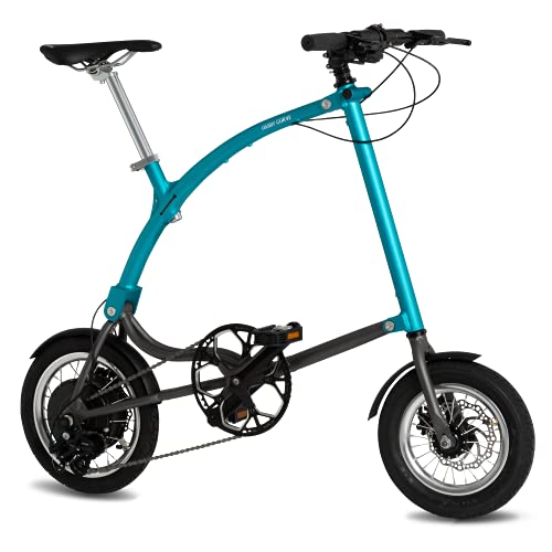 Bicicleta eléctrica Plegable OSSBY Curve Electric Turquesa Marino - ebike Urbana Plegable para Ciudad - 70km de autonomía - 3 Velocidades - Rueda de 14" - Cuadro de Aluminio - Fabricada en España