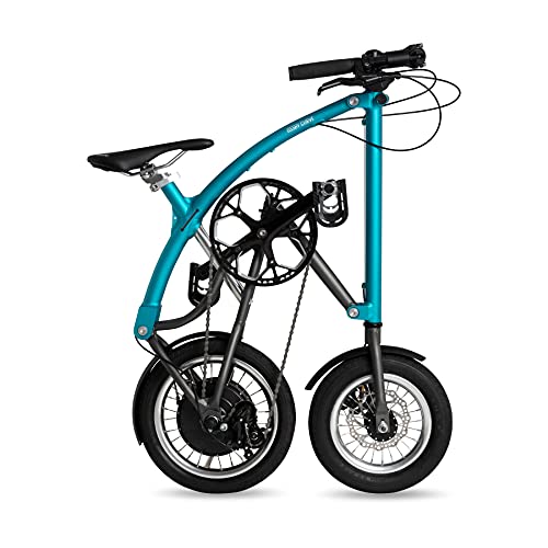 Bicicleta eléctrica Plegable OSSBY Curve Electric Turquesa Marino - ebike Urbana Plegable para Ciudad - 70km de autonomía - 3 Velocidades - Rueda de 14" - Cuadro de Aluminio - Fabricada en España