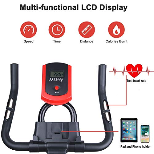 Bicicleta Estática| Bicicleta de Interior ，6 Ajustes de Altura de Reposabrazos y Cojines，Magnetorresistencia ilimitada,Monitor LCD de Frecuencia Cardíaca，Mini Bicicleta estática para mujer