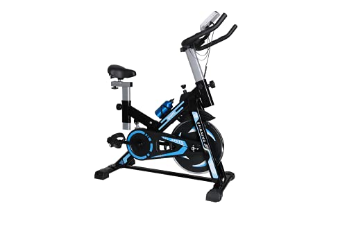 Bicicleta estática Spinning- Bicicletas Spinning para Fitness - Volante Inercia 12 kg,Maximo Peso 120kg,Pantalla LCD con pulsómetro. (AZUL BLUE)