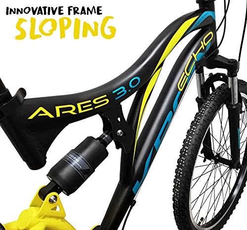 Bicicleta MTB Ares de 3,0 Kron de 24 pulgadas con refrigeración de 21 velocidades, Shimano Mountain Bike Revo, frenos V-Brake (amarillo)