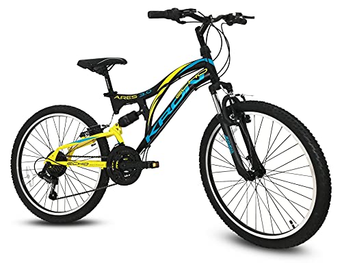 Bicicleta MTB Ares de 3,0 Kron de 24 pulgadas con refrigeración de 21 velocidades, Shimano Mountain Bike Revo, frenos V-Brake (amarillo)