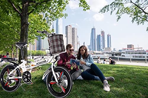Bicicleta Plegable de 6 velocidades Variables Foldable Bicycle con Marco de Acero de Alto Carbono de 20 Pulgadas Adecuado para Bicicletas de Ciudad para Adultos Mujeres Hombres y jóvenes/Rojo