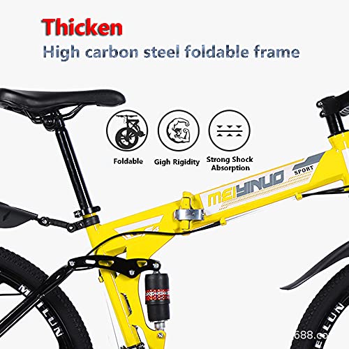 Bicicleta plegable MTB, cuadro de acero con alto contenido de carbono, bicicleta todo terreno de 26 ", 24-27 V, rueda de 10 radios, bicicleta de montaña con doble suspensión y freno de disco doble