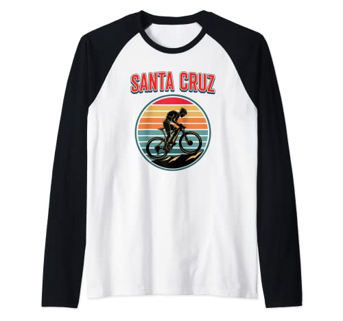 Bicicleta Retro Vintage Santa Cruz Verano Bicicletas Ciclismo Camiseta Manga Raglan