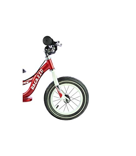 Bicicleta Sin Pedales De Equilibrio para Niños con Cuadro de Acero Resistente y con Freno Trasero y Manillar Ergonómico | Rueda de 12" | para Niños de 2 a 5 Años | Rojo | Incluye Protecciones