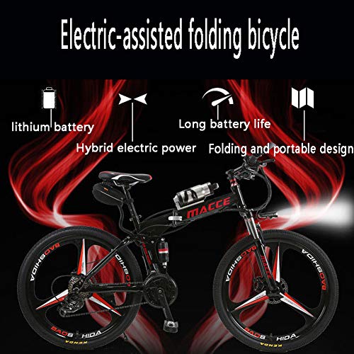 Bicicletas Bicicletas De Montaña Rígidas, Bicicleta De Montaña Eléctrica Plegable, Bicicletas Híbridas Para Adultos Bicicleta Eléctrica Con Batería Extraíble De Iones De Lit(Color:Negro,Size:8Ah 30Km)
