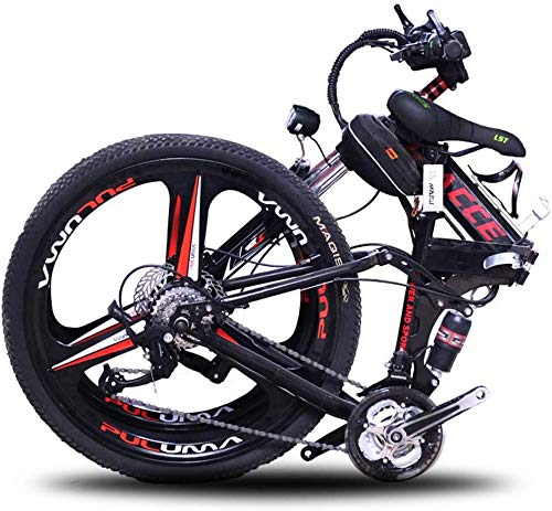 Bicicletas Bicicletas De Montaña Rígidas, Bicicleta De Montaña Eléctrica Plegable, Bicicletas Híbridas Para Adultos Bicicleta Eléctrica Con Batería Extraíble De Iones De Lit(Color:Negro,Size:8Ah 30Km)