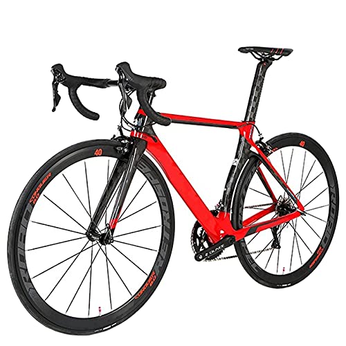 Bicicletas de carretera, 21 velocidades 700C Marco de fibra de carbono ultraligero Bicicleta de carretera para hombres, Frenos de disco doble Bicicletas de carreras, para entusiastas del ciclismo