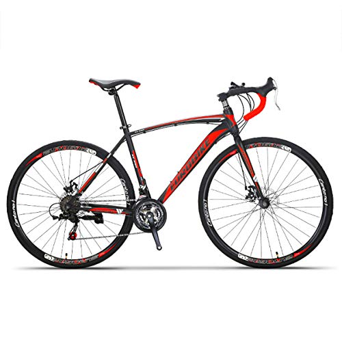 Bicicletas De Carretera Ligeras 700C Bicicleta De Carretera De 26 Pulgadas para Hombres Bicicleta De Carretera 21 Speed ​​Adventures 700C, Frenos De Disco Y Cuadro De Acero Al Carbono