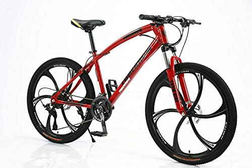 Bicicletta - Bicicleta de montaña (26 pulgadas, freno de disco, suspensión de horquilla de suspensión, color rojo, 21 pulgadas)
