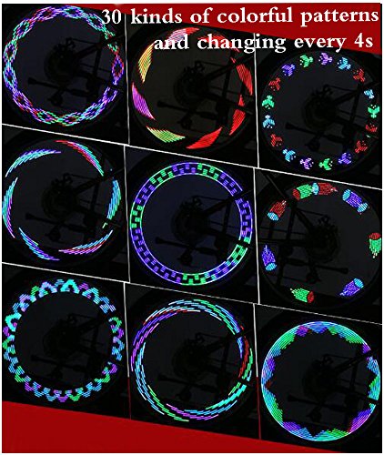 Bicycle LED Spoke Light Luces de Bicicleta con Ruedas Resistentes al Agua con 14 LED Ultrabrillantes, 30 Tipos de Patrones Cambian Automáticamente