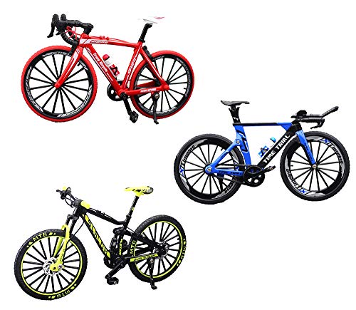 BicycleCrazy Figura de bicicleta en miniatura (escala 1:10), diseño de triatlón, color plateado