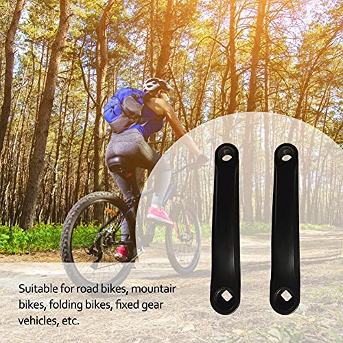 Biela de Bicicleta de 170 mm, biela de aleación de Aluminio, Brazo de biela Juego de bielas de una Velocidad para Bicicleta de montaña y Carretera (Black 2PCS)