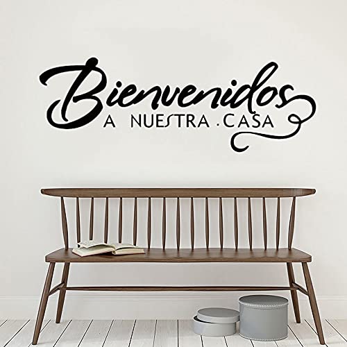 Bienvenido a nuestra casa España pegatinas de pared cartel de bienvenida decoración vinilo calcomanías de arte pegatinas de pared mural A1 57x20cm