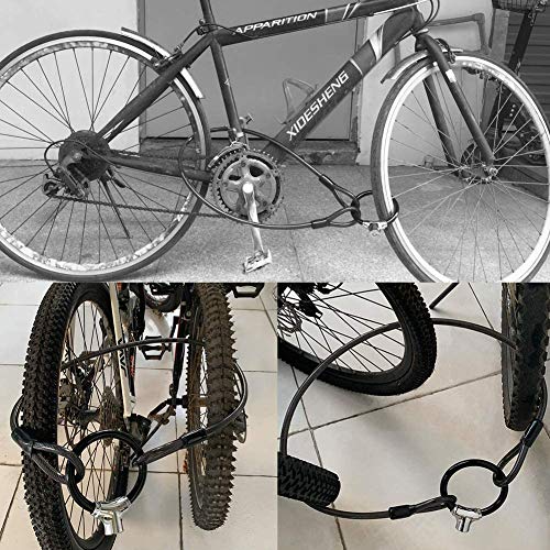 BIGLUFUCandado Bicicleta Cable de acero revestido de plástico 12mm Cable para bicicleta Cuerda robusta Cable de seguridad (1.2m cable)
