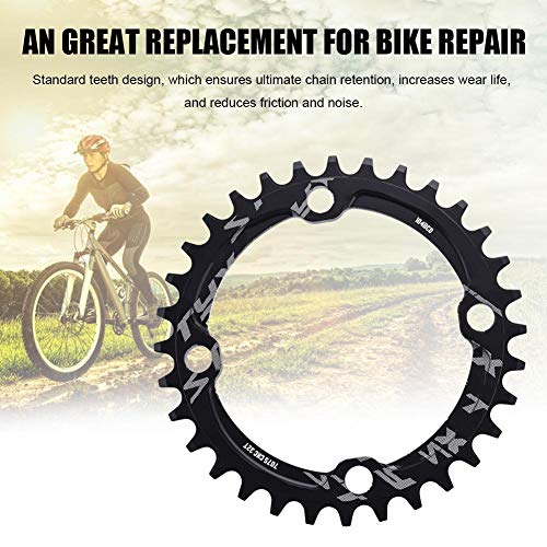 Bike Chain Ring 32/34/36 / 38T BCD 104 Piezas de reparación de Anillo de Cadena de Acero de Bicicleta de montaña Solo para Piezas de Ciclismo al Aire Libre(34T-Negro)