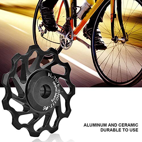 Bike Derailleur Polea Aleación De Aluminio Cerámica Jockey Rueda Ciclismo Guía Trasera para 4/5/6 mm Rueda De Guía(11T-Negro)