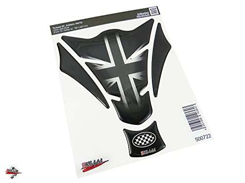 BIKE-label Protector de depósito 3D Union Jack Silver para depósito de moto 500722-VA