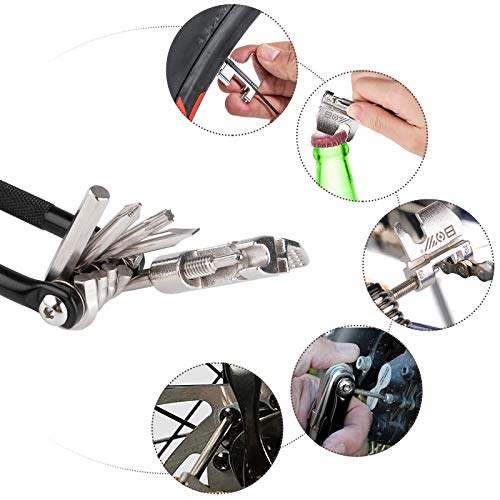 Bike Tool 17 en 1 Multiherramienta para Bicicletas - Kit de Reparación de Bicicletas Compacto Y Ligero para Bicicletas de Carretera Y de Montaña - con Rompecadenas, Llaves Allen, Herramienta de Radios