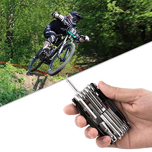 Bike Tool 17 en 1 Multiherramienta para Bicicletas - Kit de Reparación de Bicicletas Compacto Y Ligero para Bicicletas de Carretera Y de Montaña - con Rompecadenas, Llaves Allen, Herramienta de Radios