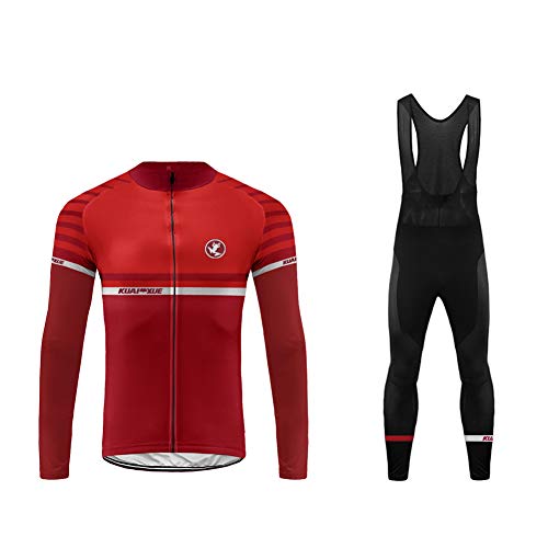 Bike Wear Ropa Hombre Invierno Conjunto de Ropa de Ciclismo - Jersey de Manga Larga y Zip Completo+ Pantalones Largos Cómodo Respirable Secado Rápido - Ropa Deportivo para Bicicleta de Montaña