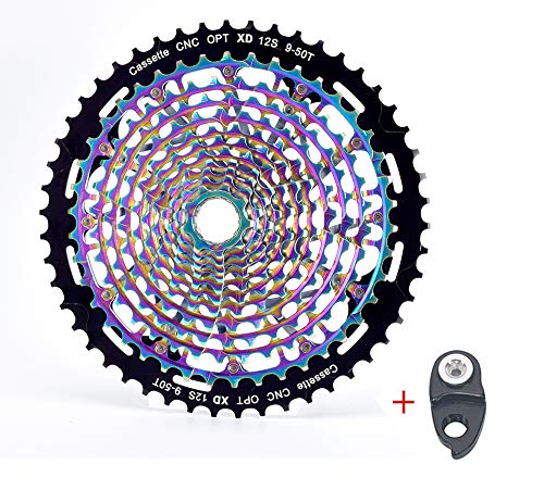 BIKECO MTB 11/12 velocidad Cassette 9-50T gran relación ultra ligera CNC Freewheel Rainbow Full Steel Bicicleta de montaña piñón compatible con XX1 Eagle XD (12 velocidades 9-50T)