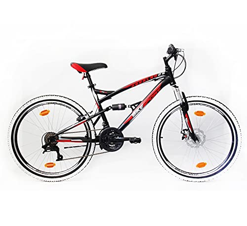 Bikesport Parallax Bicicleta De montaña Doble suspensión 26 Ruedas, Shimano 18 velocidades (Azul Negro)