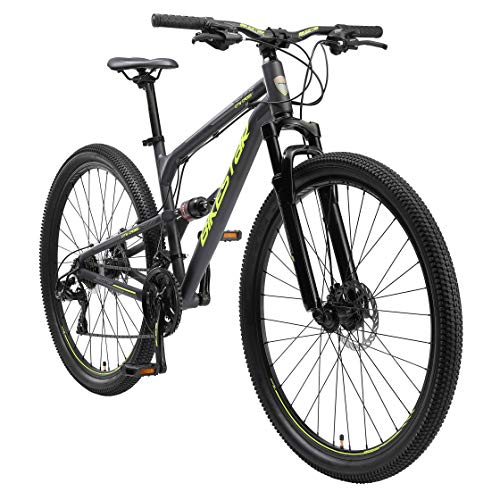 BIKESTAR Bicicleta de montaña de Aluminio Suspensión Doble Completa 27.5 Pulgadas | Cuadro 16.5" Cambio Shimano de 21 velocidades, Freno de Disco, Fully MTB | Negro