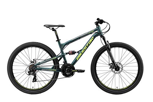 BIKESTAR Bicicleta de montaña de Aluminio Suspensión Doble Completa 27.5 Pulgadas | Cuadro 16.5" Cambio Shimano de 21 velocidades, Freno de Disco, Fully MTB | Verde