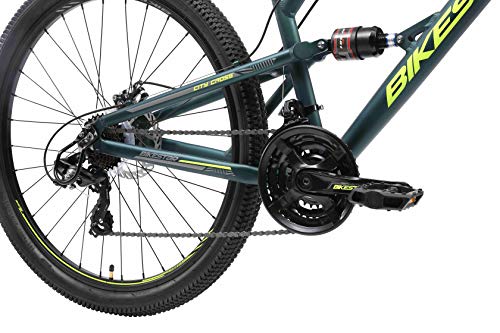 BIKESTAR Bicicleta de montaña de Aluminio Suspensión Doble Completa 27.5 Pulgadas | Cuadro 16.5" Cambio Shimano de 21 velocidades, Freno de Disco, Fully MTB | Verde