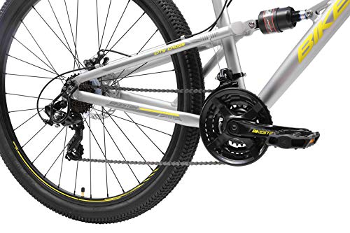 BIKESTAR Bicicleta de montaña de Aluminio Suspensión Doble Completa 29 Pulgadas | Cuadro 17.5" Cambio Shimano de 21 velocidades, Freno de Disco, Fully MTB | Gris