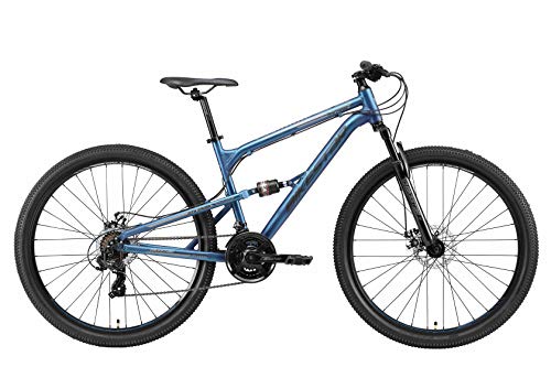 BIKESTAR Bicicleta de montaña de Aluminio Suspensión Doble Completa 29 Pulgadas | Cuadro 17.5" Cambio Shimano de 21 velocidades, Freno de Disco, Fully MTB | Azul