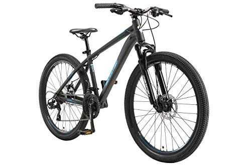 BIKESTAR Bicicleta de montaña Hardtail de Aluminio, 21 Marchas Shimano 26" Pulgadas | Mountainbike con Frenos de Disco Cuadro 16" MTB | Negro Azul