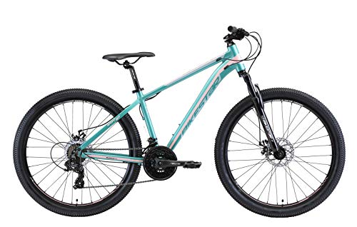 BIKESTAR Bicicleta de montaña Hardtail de Aluminio, 21 Marchas Shimano 27.5" Pulgadas | Mountainbike con Frenos de Disco Cuadro 16" MTB | Turquesa