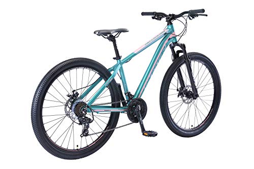 BIKESTAR Bicicleta de montaña Hardtail de Aluminio, 21 Marchas Shimano 27.5" Pulgadas | Mountainbike con Frenos de Disco Cuadro 16" MTB | Turquesa