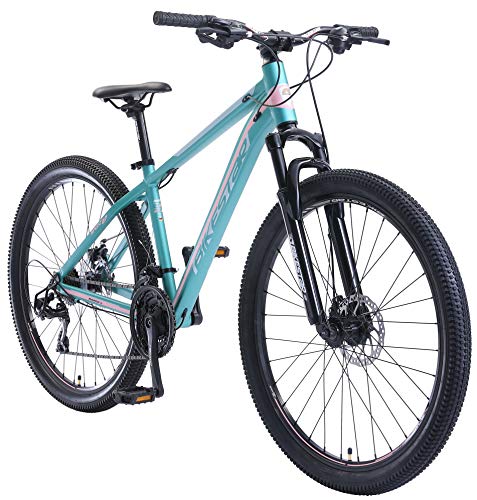 BIKESTAR Bicicleta de montaña Hardtail de Aluminio, 21 Marchas Shimano 27.5" Pulgadas | Mountainbike con Frenos de Disco Cuadro 16" MTB | Turquesa