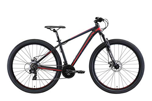 BIKESTAR Bicicleta de montaña Hardtail de Aluminio, 21 Marchas Shimano 29" Pulgadas | Mountainbike con Frenos de Disco Cuadro 17" MTB | Negro Rojo