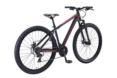 BIKESTAR Bicicleta de montaña Hardtail de Aluminio, 21 Marchas Shimano 29" Pulgadas | Mountainbike con Frenos de Disco Cuadro 17" MTB | Negro Rojo