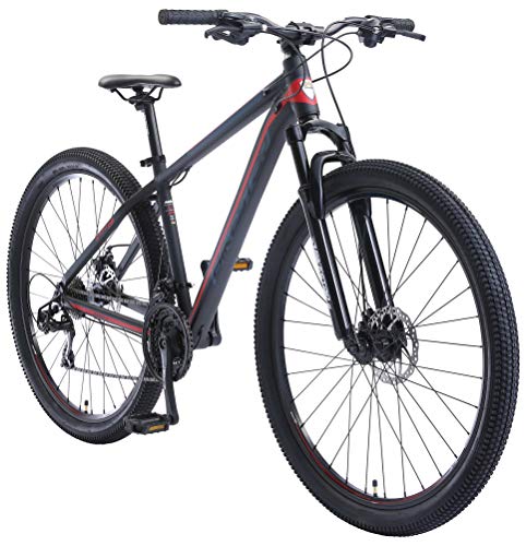 BIKESTAR Bicicleta de montaña Hardtail de Aluminio, 21 Marchas Shimano 29" Pulgadas | Mountainbike con Frenos de Disco Cuadro 17" MTB | Negro Rojo