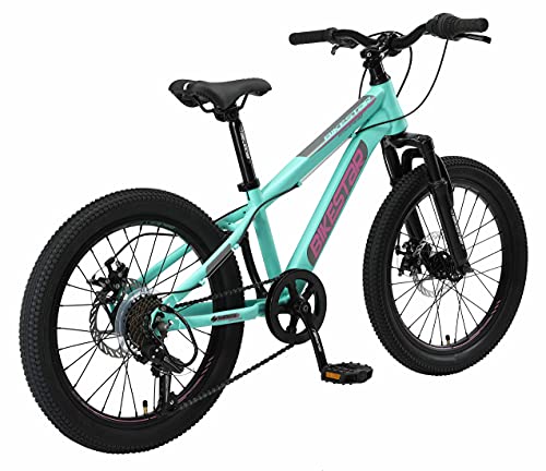 BIKESTAR Bicicleta de montaña Juvenil 20 Pulgadas de 6 a 9 años | Bici niños Cambio Shimano de 7 velocidades, Freno de Disco, Horquilla de suspensión | Menta