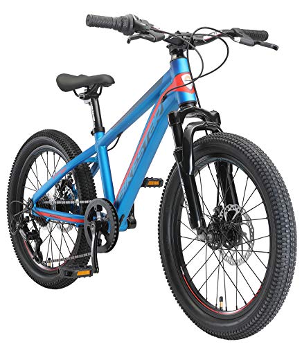 BIKESTAR Bicicleta de montaña Juvenil de Aluminio 20 Pulgadas de 6 a 9 años | Bici niños Cambio Shimano de 7 velocidades, Freno de Disco, Horquilla de suspensión | Azul