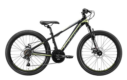 BIKESTAR Bicicleta de montaña Juvenil de Aluminio 24 Pulgadas de 10 a 13 años | Bici niños Cambio Shimano de 21 velocidades, Freno de Disco, Horquilla de suspensión | Negro