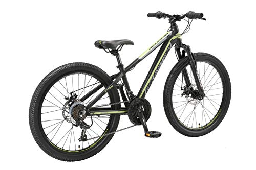 BIKESTAR Bicicleta de montaña Juvenil de Aluminio 24 Pulgadas de 10 a 13 años | Bici niños Cambio Shimano de 21 velocidades, Freno de Disco, Horquilla de suspensión | Negro