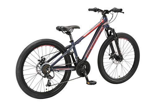 BIKESTAR Bicicleta de montaña Juvenil de Aluminio 24 Pulgadas de 10 a 13 años | Bici niños Cambio Shimano de 21 velocidades, Freno de Disco, Horquilla de suspensión | Azul