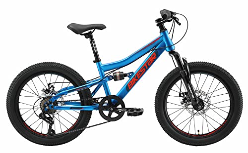 BIKESTAR Bicicleta de montaña Suspensión Doble Bicicleta Juvenil 20 Pulgadas de 6 años | Cambio Shimano de 7 velocidades, Freno de Disco, Fully | niños Bicicleta Azul