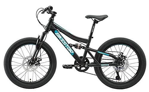 BIKESTAR Bicicleta de montaña Suspensión Doble Bicicleta Juvenil 20 Pulgadas de 6 años | Cambio Shimano de 7 velocidades, Freno de Disco, Fully | niños Bicicleta Negro
