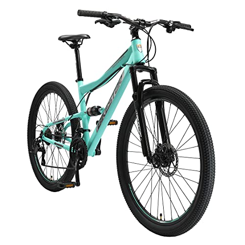 BIKESTAR Bicicleta de montaña Suspensión Doble Completa 27.5 Pulgadas | Cuadro 17" Cambio Shimano de 21 velocidades, Freno de Disco, Fully MTB Mentha