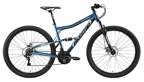 BIKESTAR Bicicleta de montaña Suspensión Doble Completa 29 Pulgadas | Cuadro 19" Cambio Shimano de 21 velocidades, Freno de Disco, Fully MTB Azul